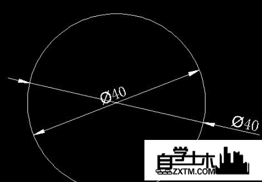 CAD中标注在圆内的直径尺寸的尺寸线只显示一半是什么原因？