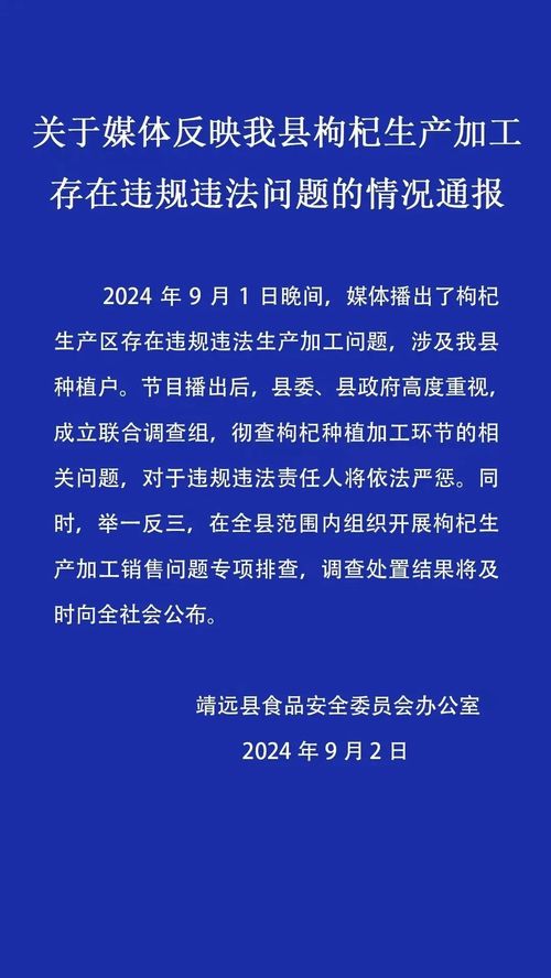 甘肃彻查枸杞种植加工问题_央视曝光“硫超标”枸杞，甘肃靖远官方通报：对违规违法责任人将严惩